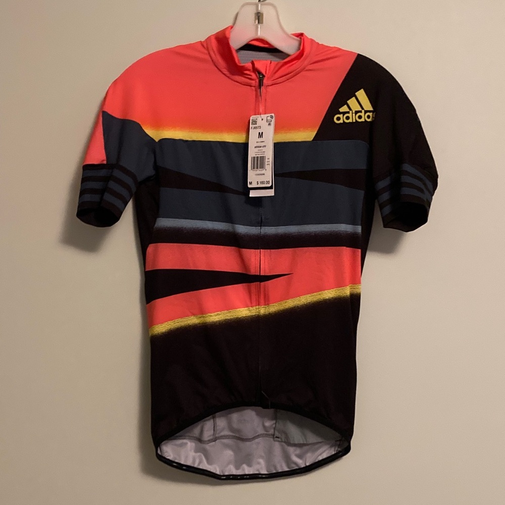 Adidas Men's Orange and Black Cycling Jersey